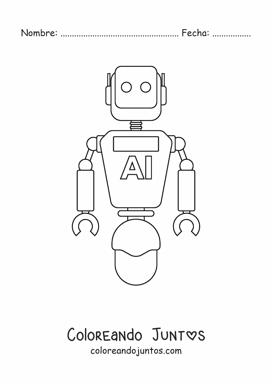 Imagen para colorear de un robot con inteligencia artificial