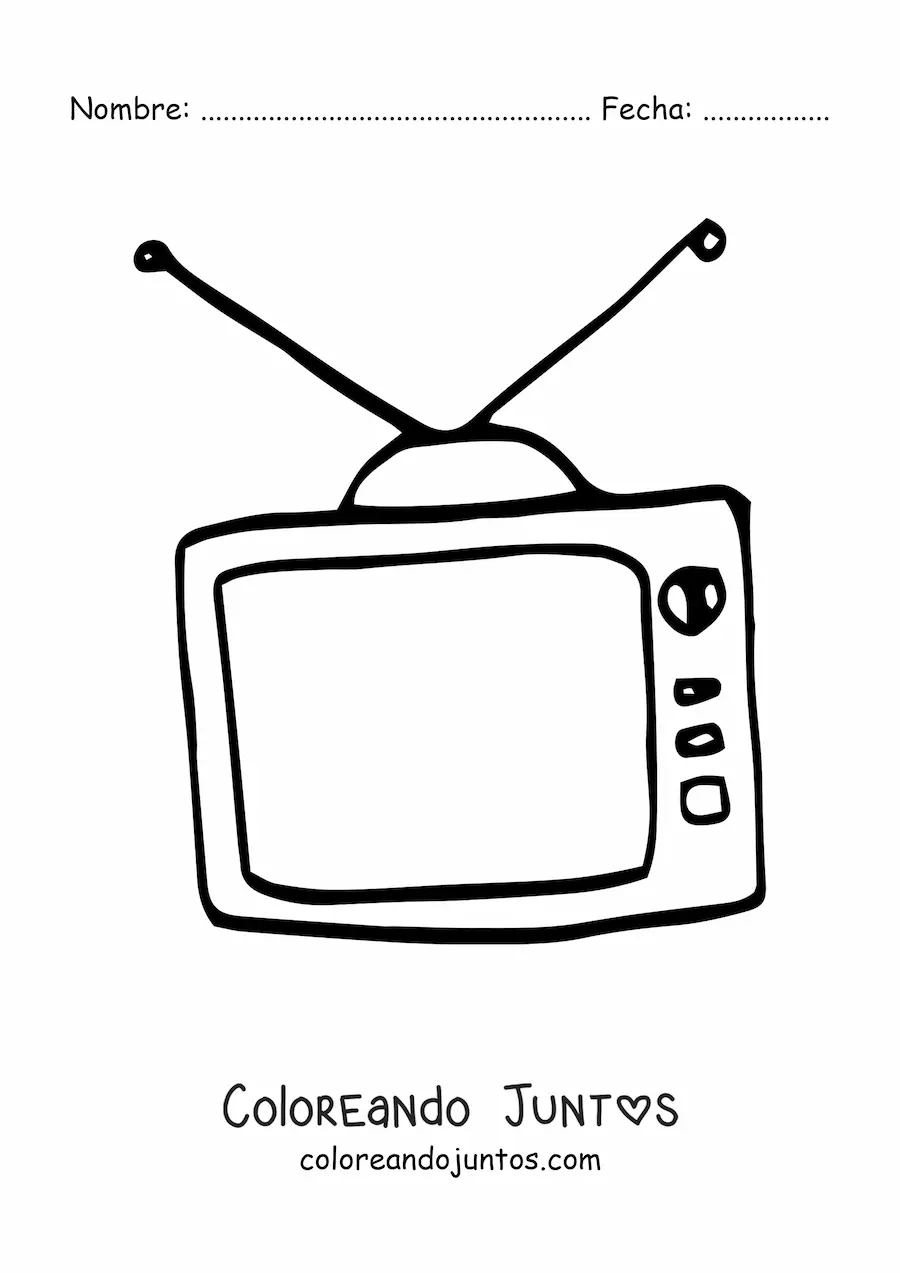 Imagen para colorear de un televisor de pantalla cuadrada