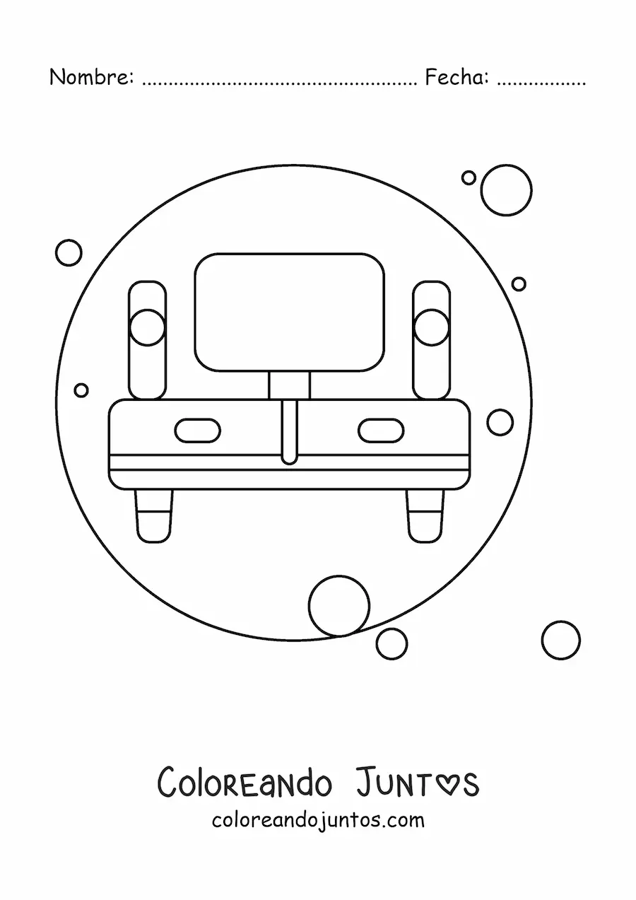 Imagen para colorear de un mueble con televisor