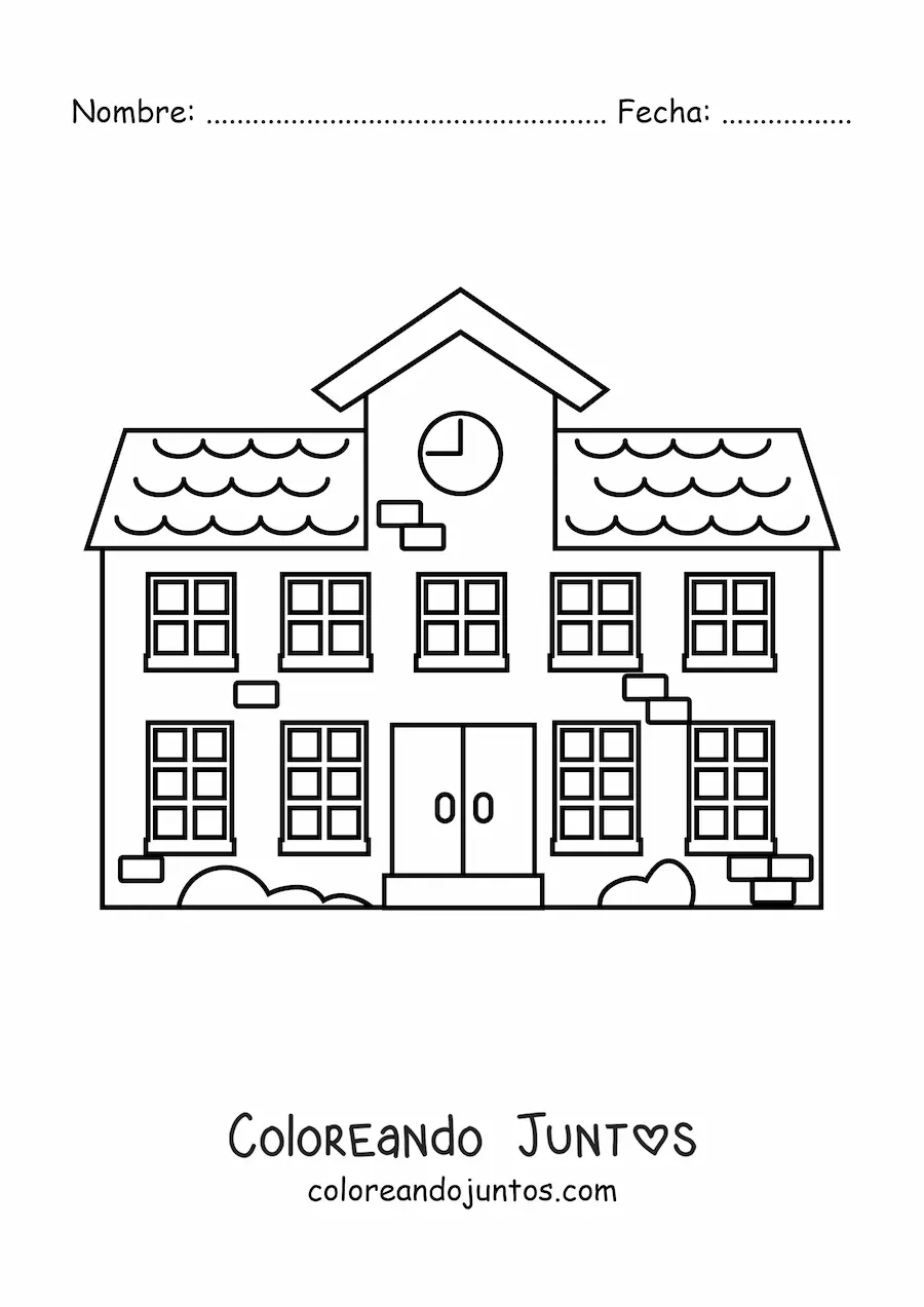 Imagen para colorear de una escuela primaria bonita