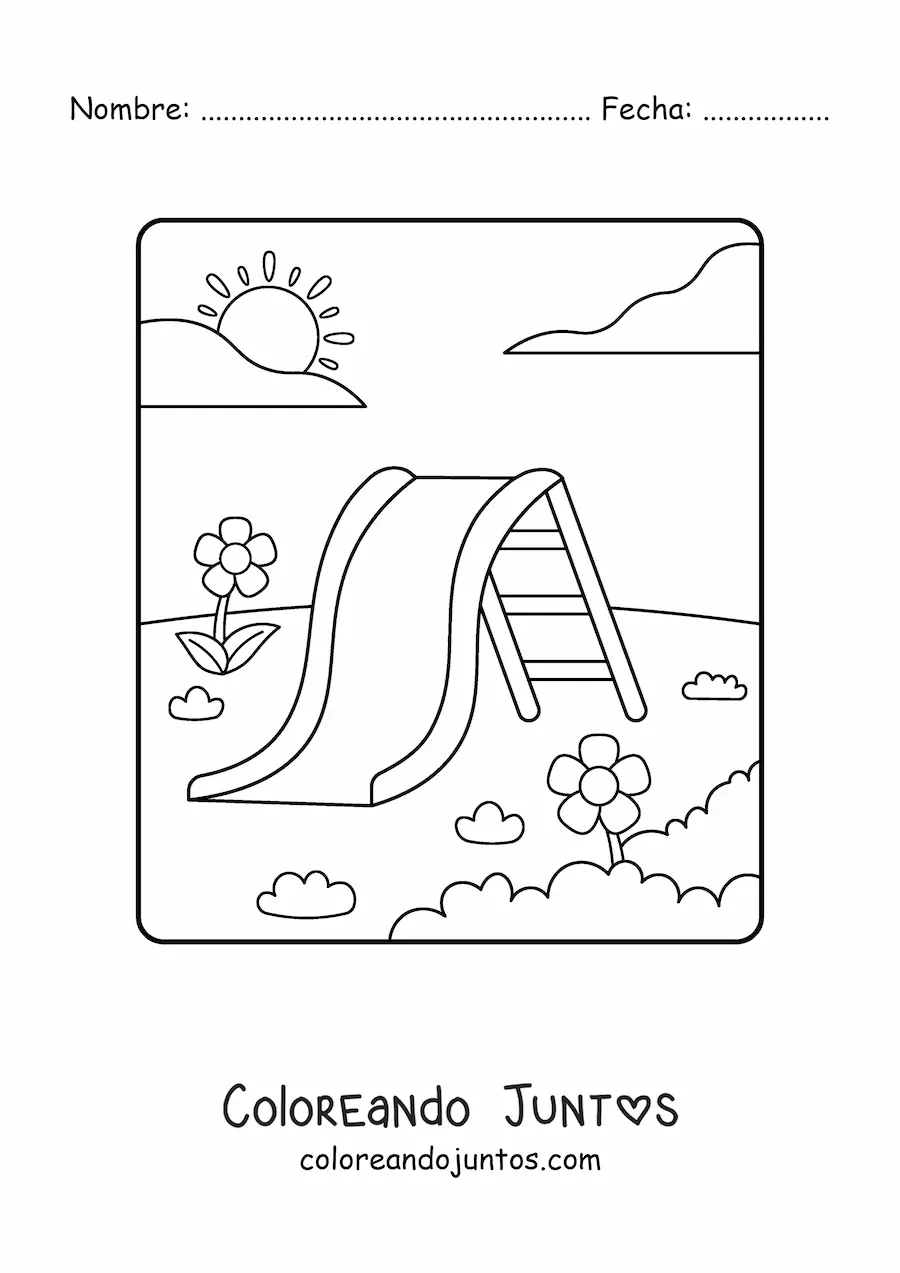 Imagen para colorear de un tobogán en parque infantil