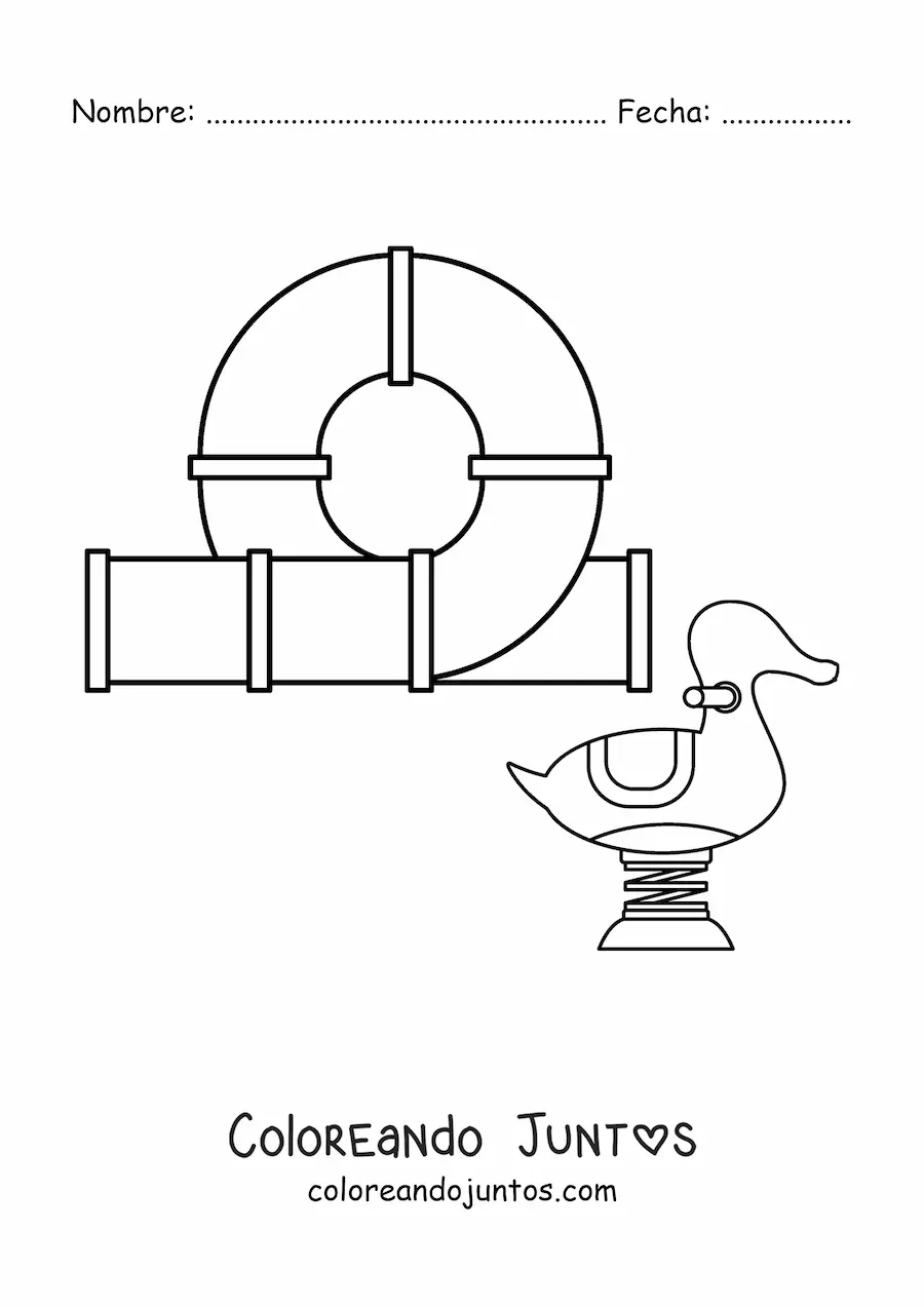 Imagen para colorear de las atracciones de un parque infantil