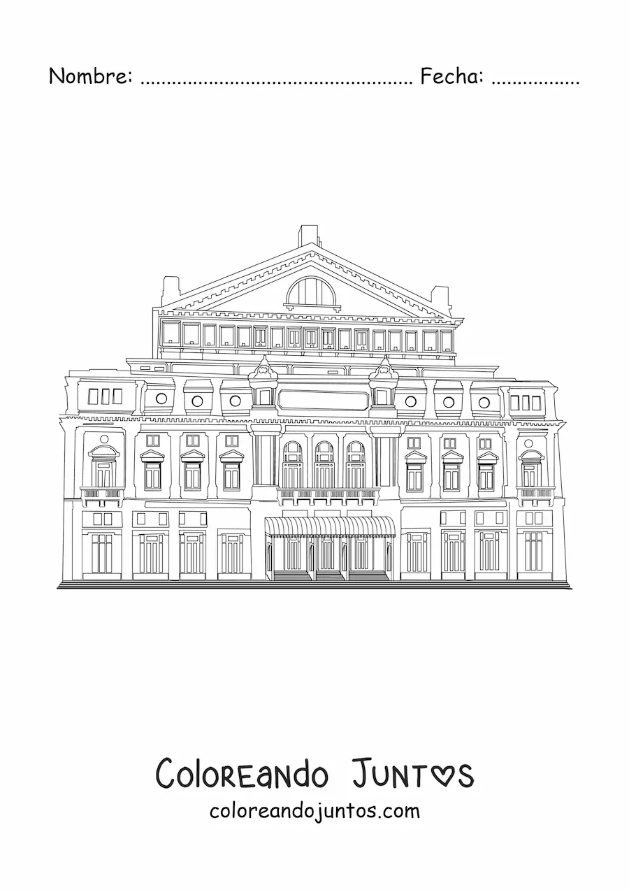 Imagen para colorear del edificio del Teatro Colón de Buenos Aires