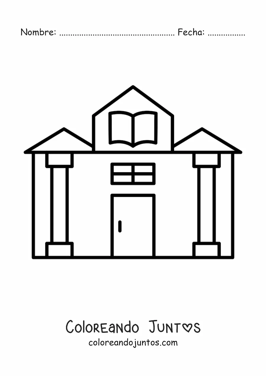 Imagen para colorear de una biblioteca sencilla