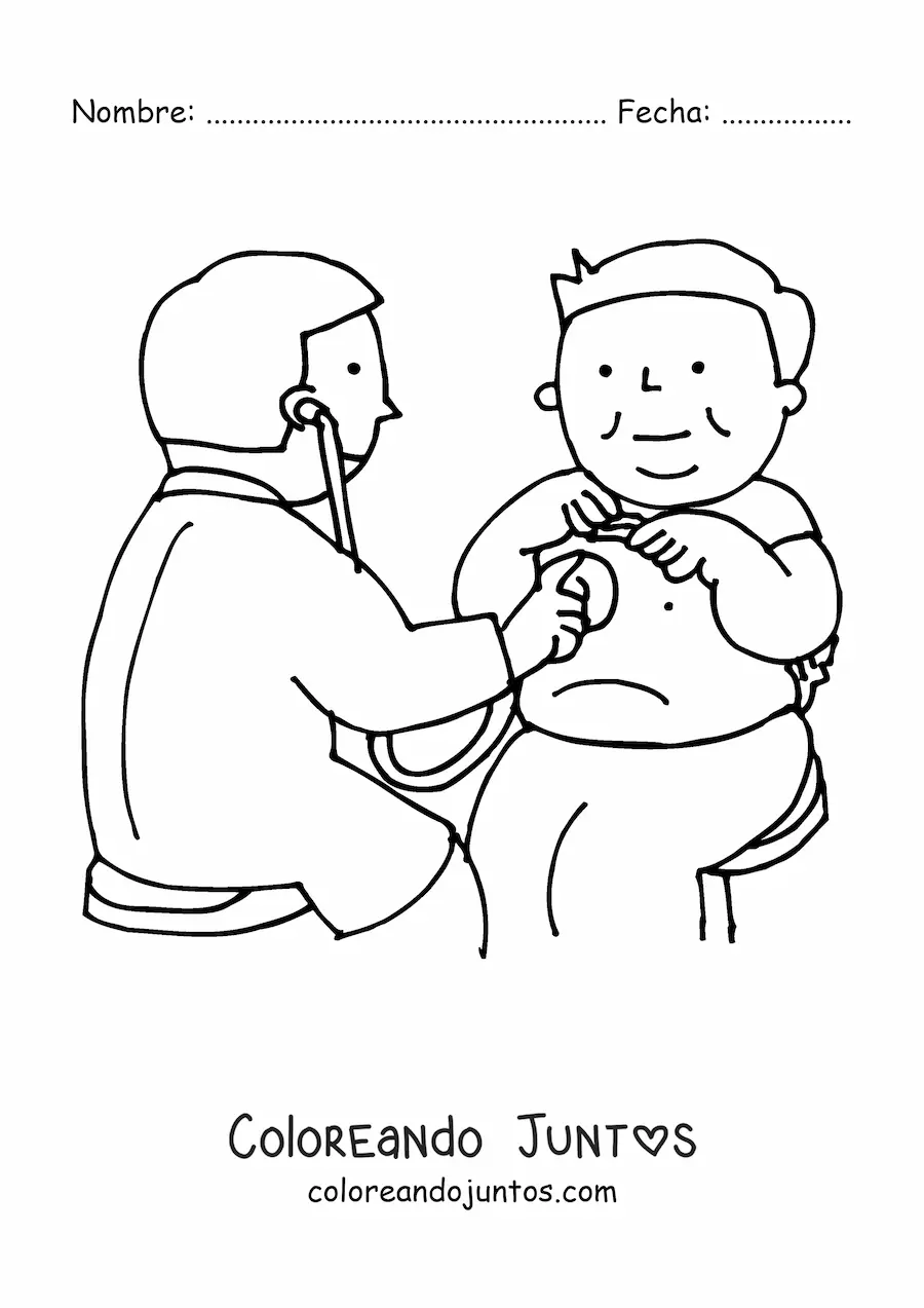Imagen para colorear de un doctor examinando a un paciente