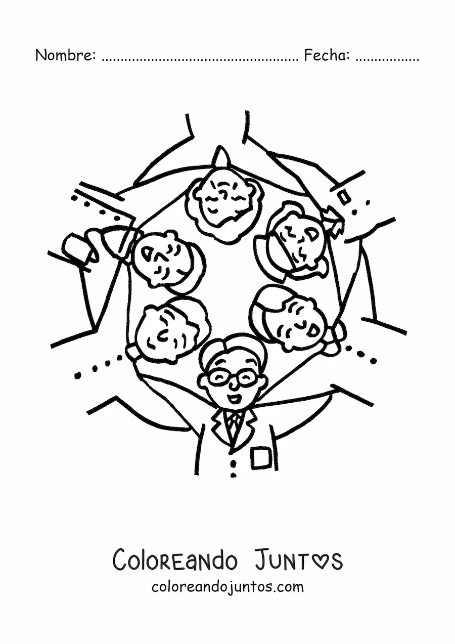 Imagen para colorear del personal de salud y los pacientes