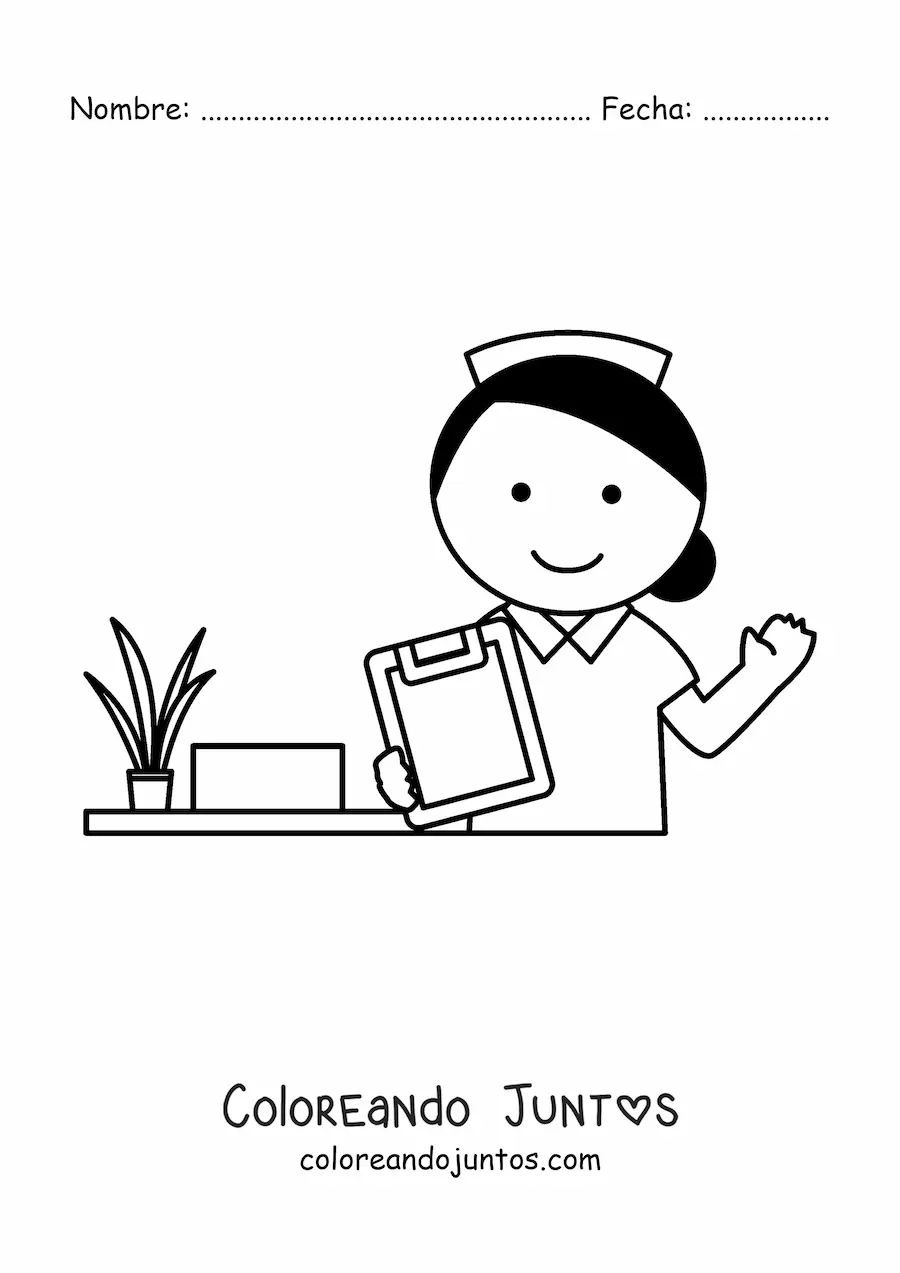 Imagen para colorear de una enfermera del hospital