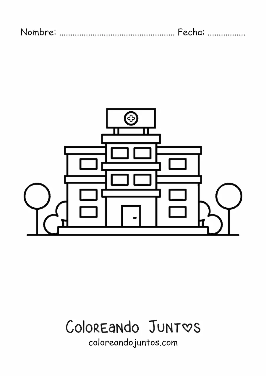 Imagen para colorear de un hospital animado