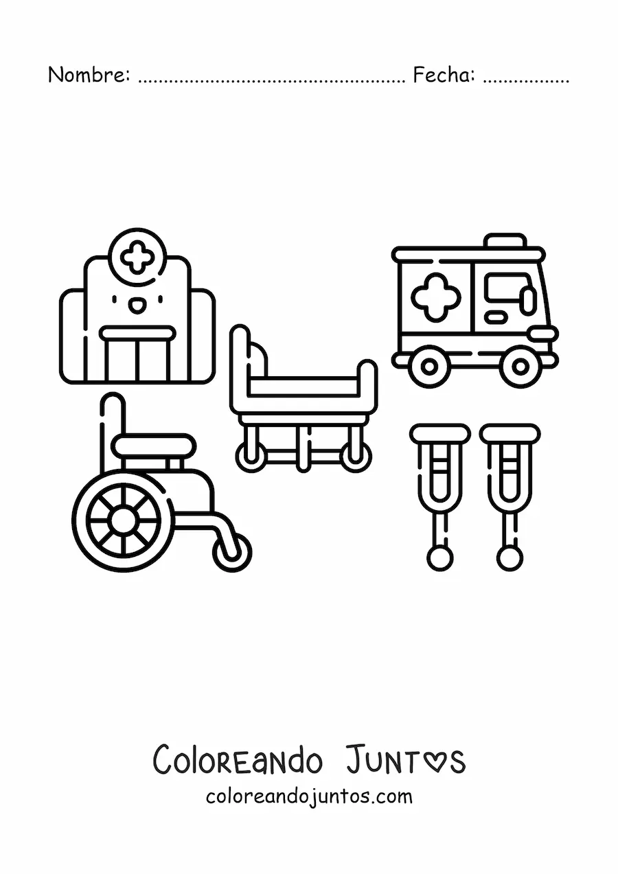 Imagen para colorear de los elementos del hospital