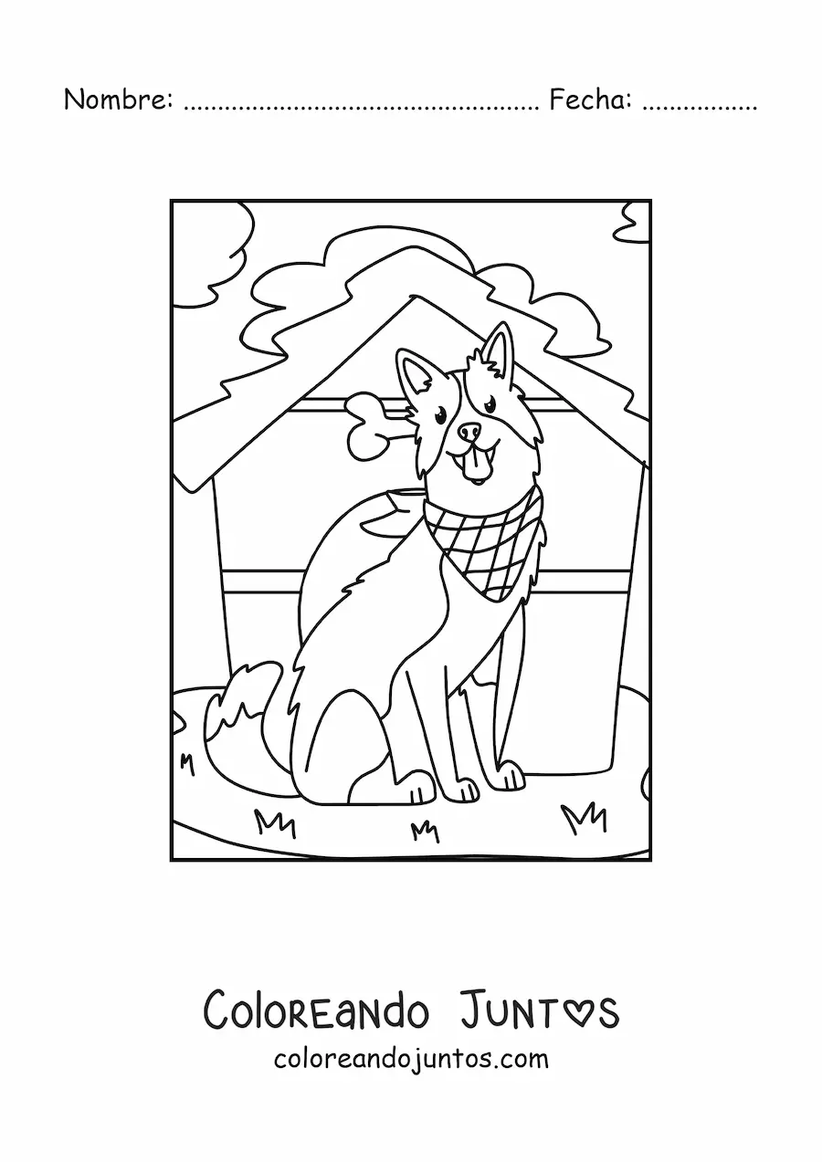 Imagen para colorear de un perro en la granja