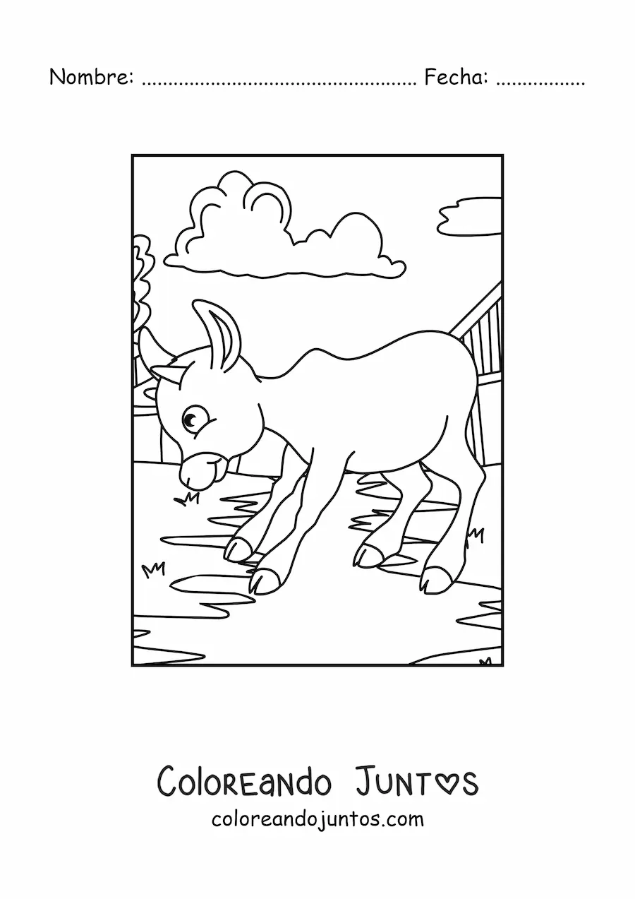 Imagen para colorear de un becerro animado en la granja