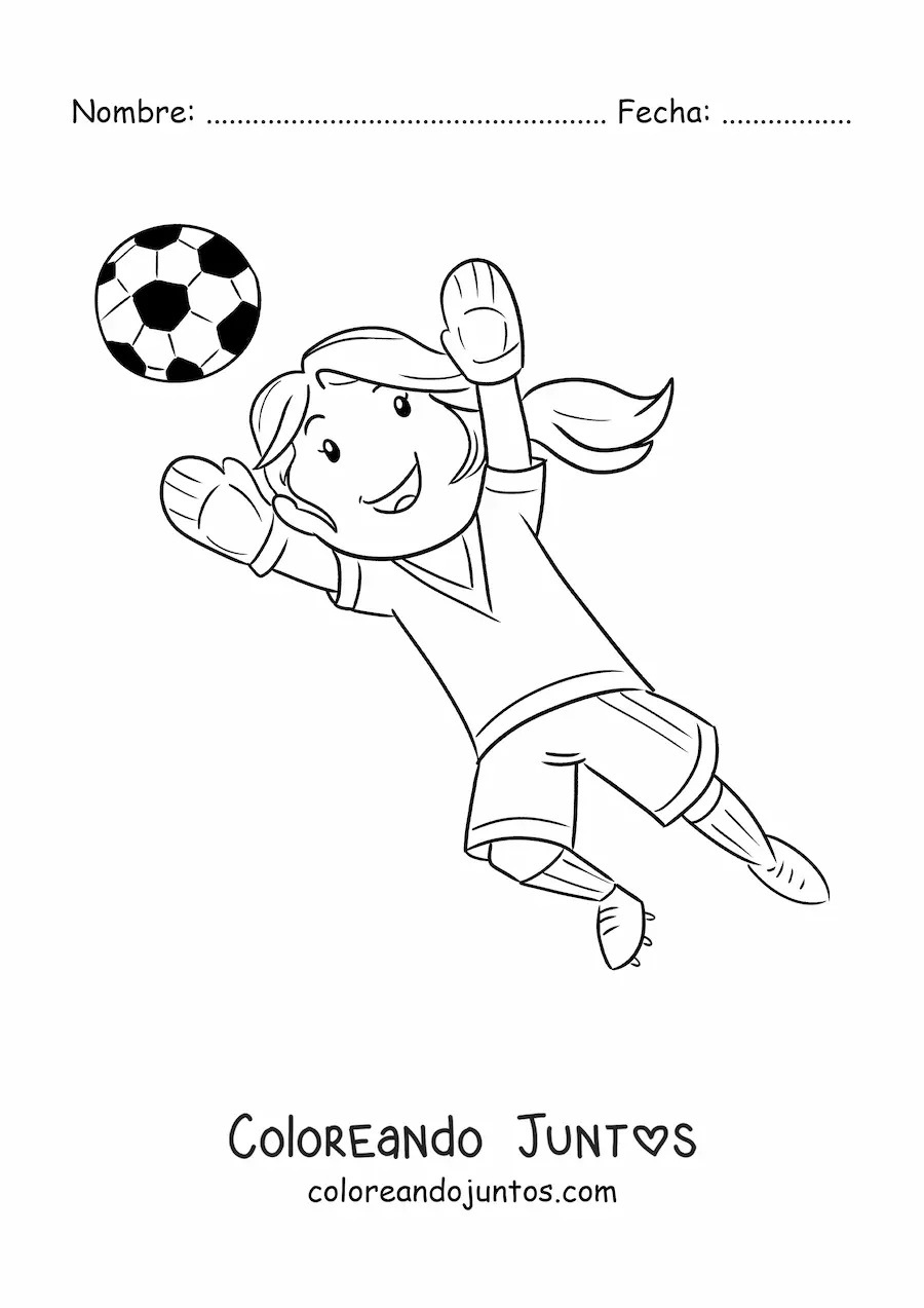 Imagen para colorear de una niña portera