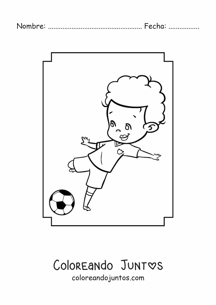 Imagen para colorear de un futbolista kawaii