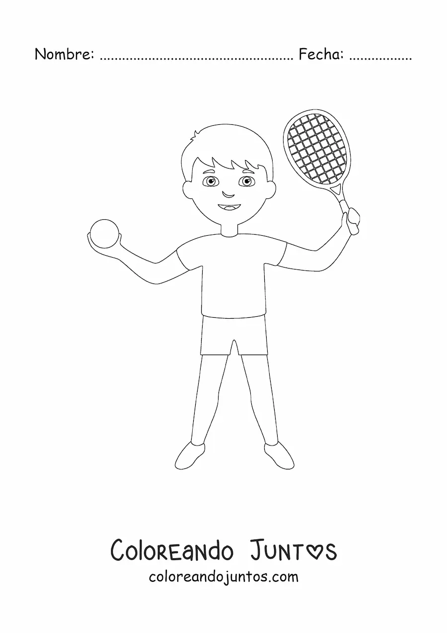 Imagen para colorear de un niño tenista