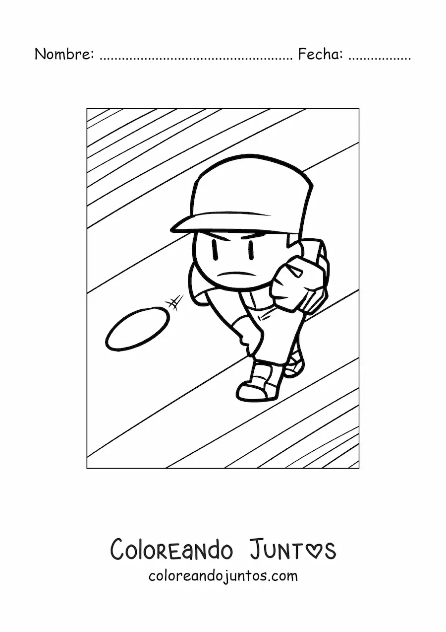 Imagen para colorear de un lanzador de béisbol