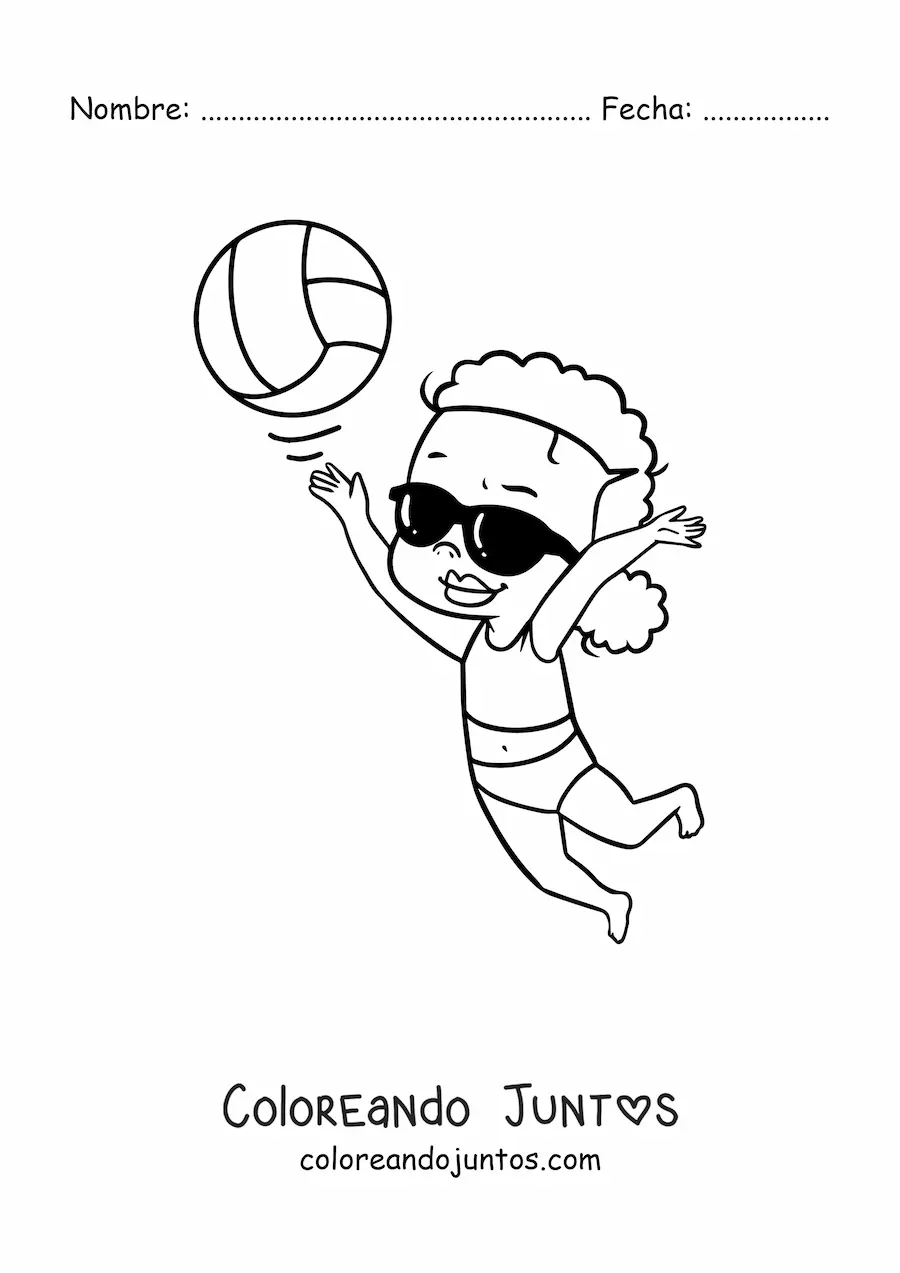 Imagen para colorear de un saque de voleibol de playa
