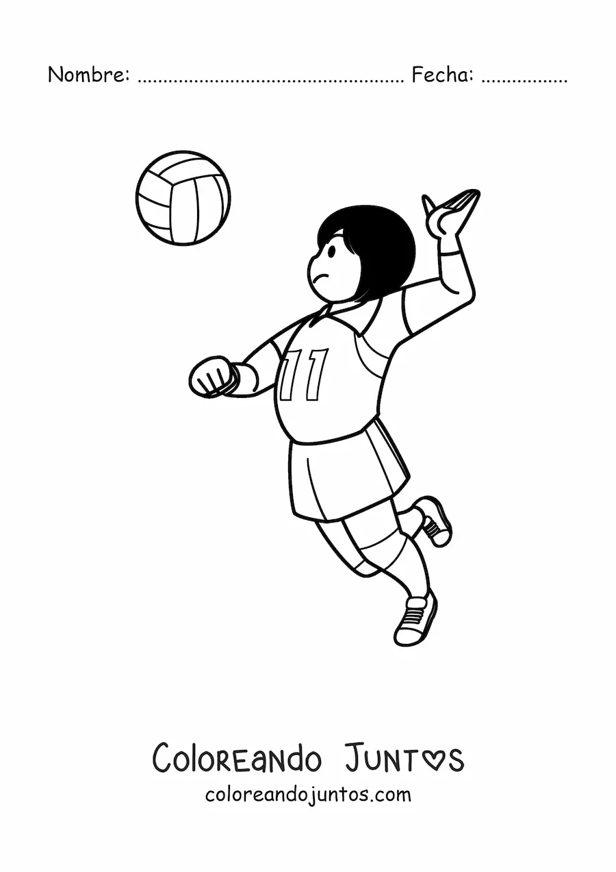 Imagen para colorear de un remate de voleibol