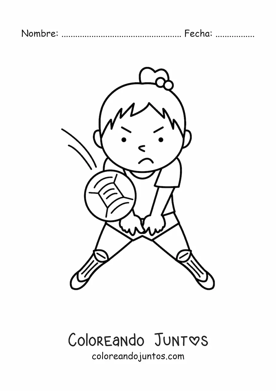 Imagen para colorear de una niña haciendo un golpe de antebrazos