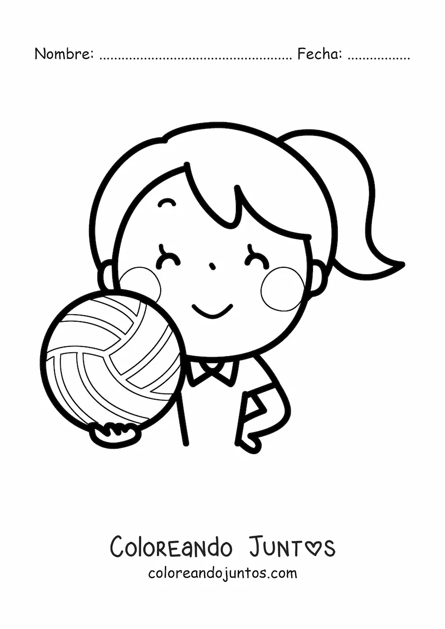 Imagen para colorear de una jugadora de voleibol femenino