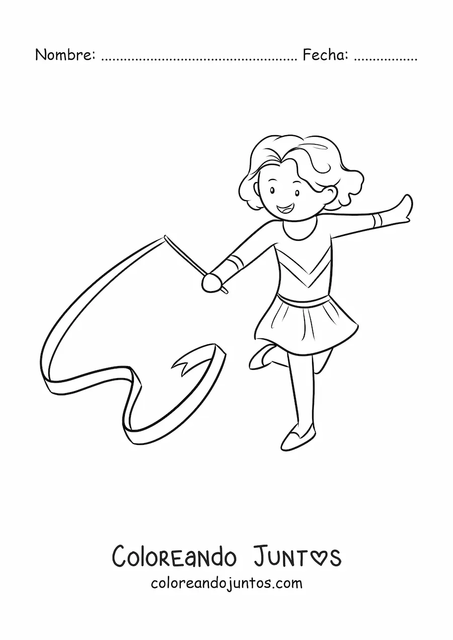 Imagen para colorear de una niña practicando gimnasia artística