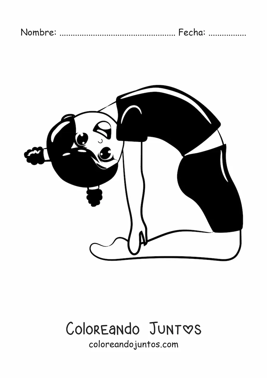 Imagen para colorear de una niña haciendo una pose de gimnasia artística