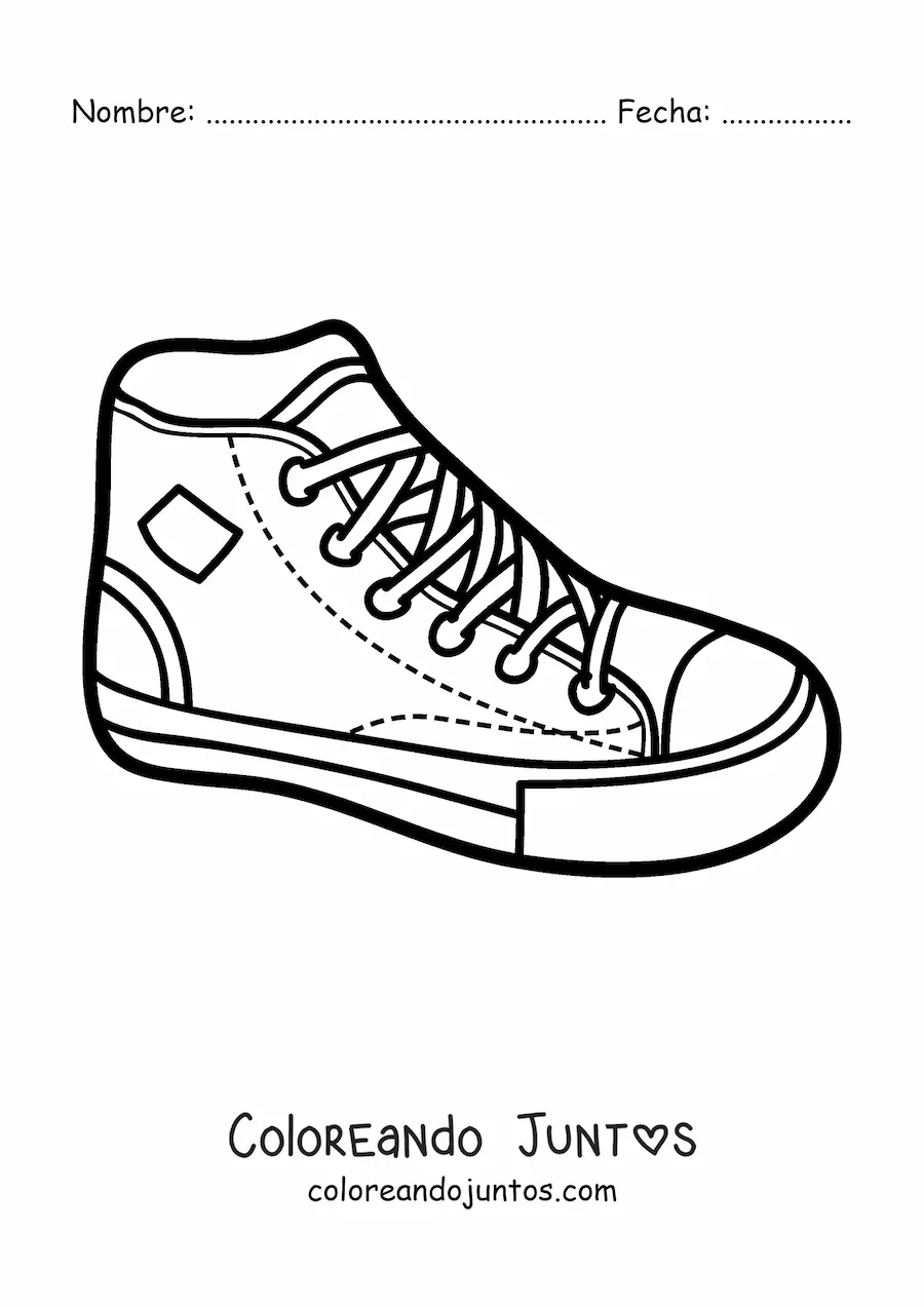 Imagen para colorear de un tenis de bota