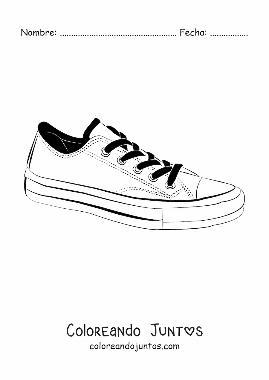 Imagen para colorear de un par de tenis bajo de tela