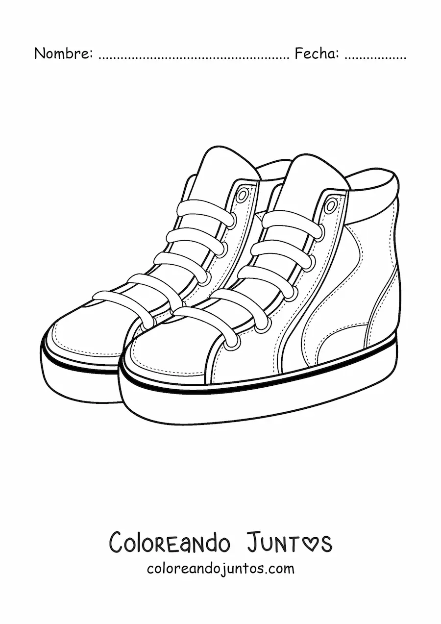 Imagen para colorear de un par de botines de tela