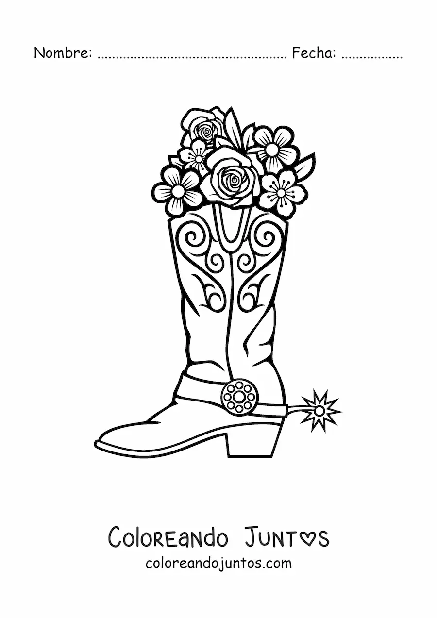 Imagen para colorear de una bota vaquera