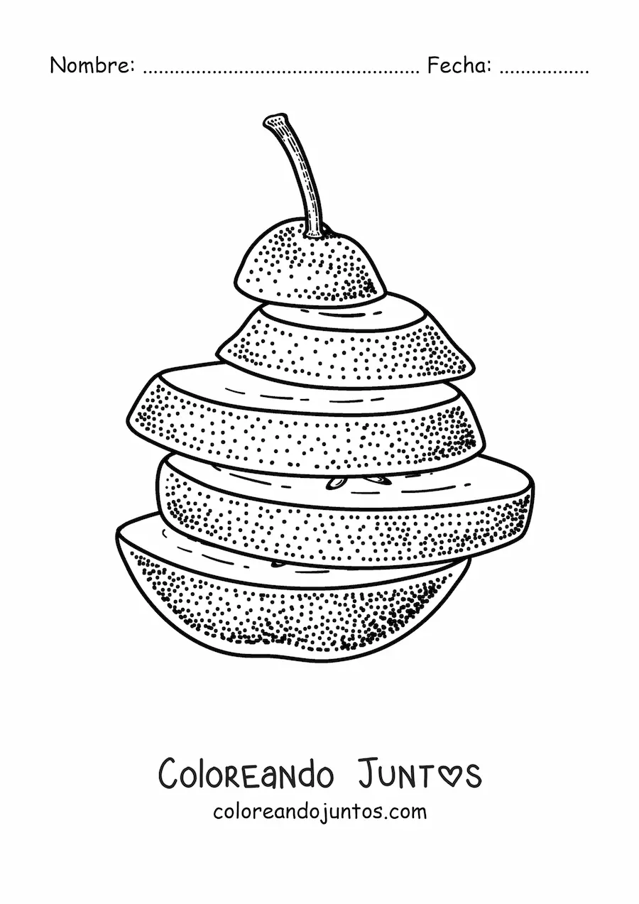 Imagen para colorear de una pera rebanada