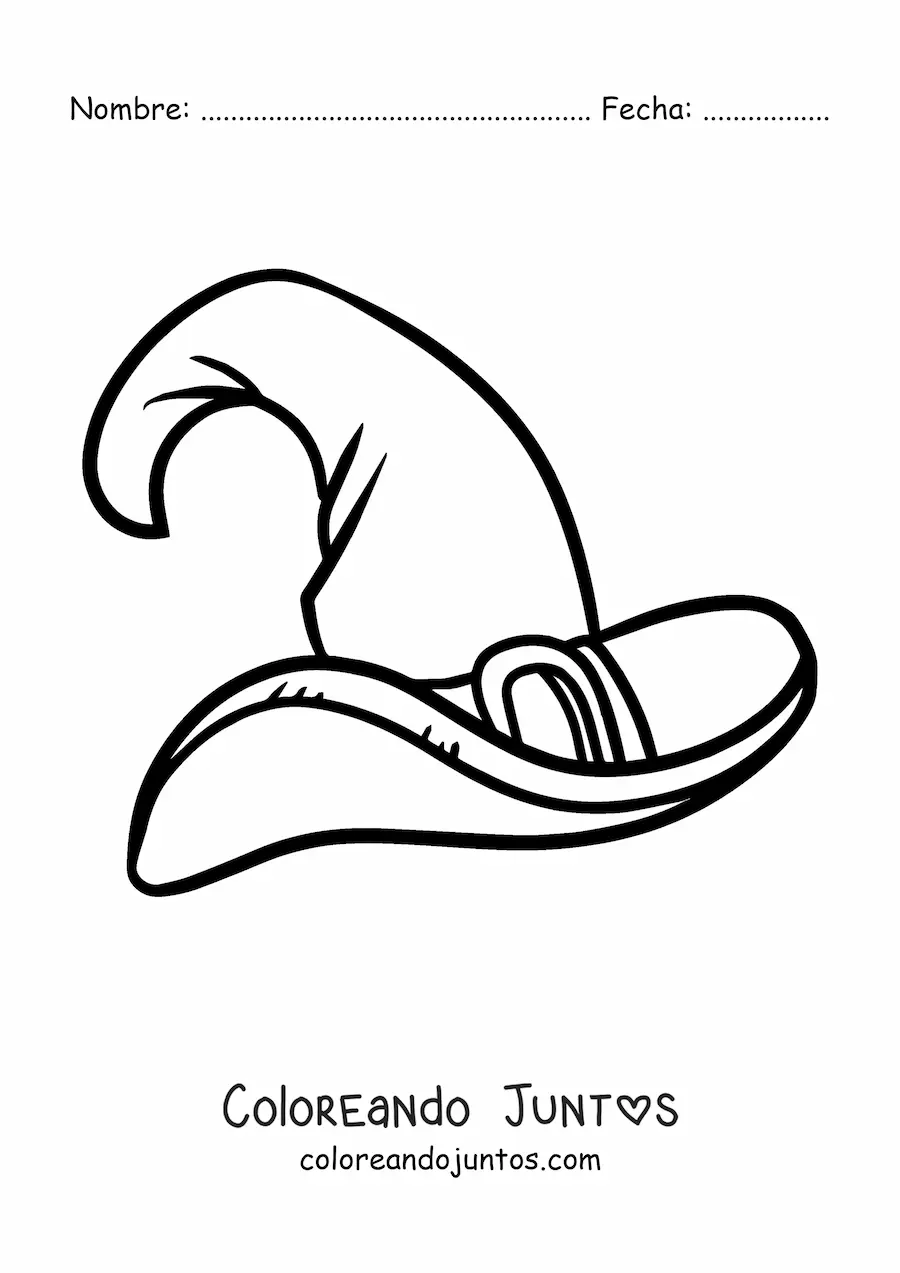 Imagen para colorear de un sombrero de bruja
