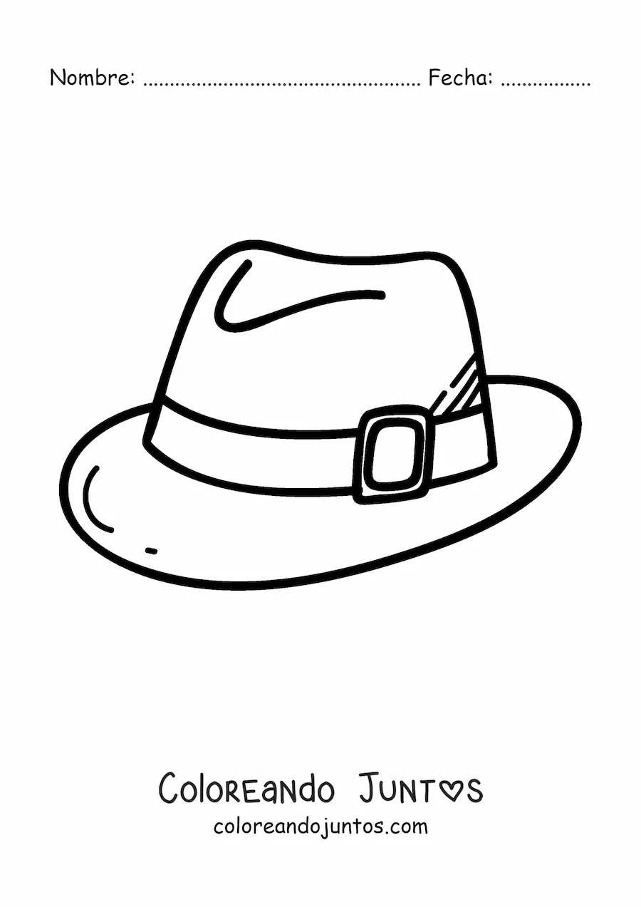 Imagen para colorear de un sombrero estilo fedora