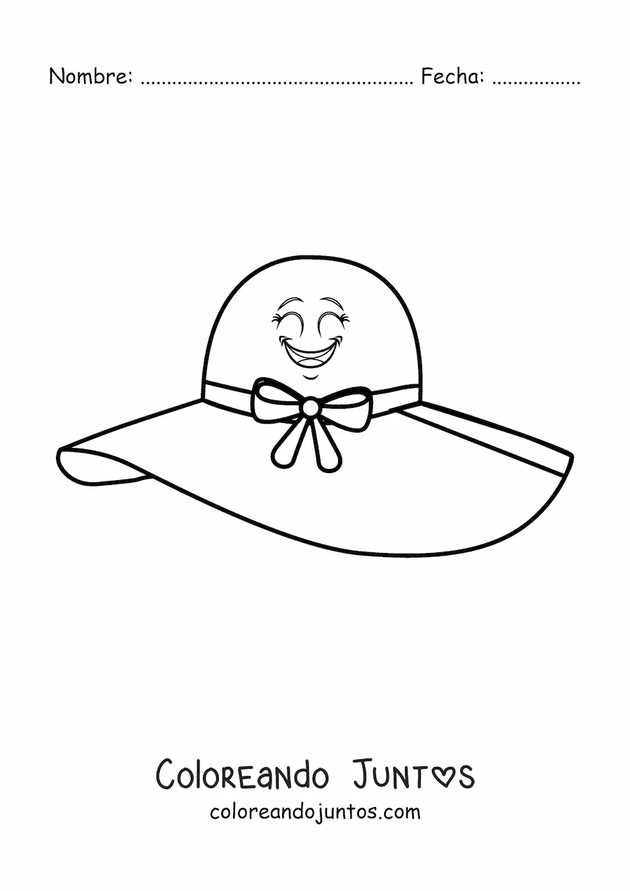 Imagen para colorear de un sombrero animado sonriente