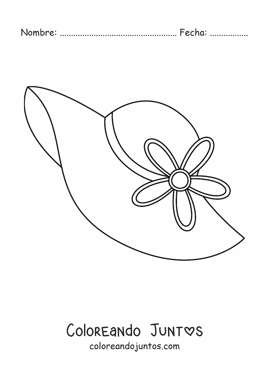 Imagen para colorear de un sombrero de verano