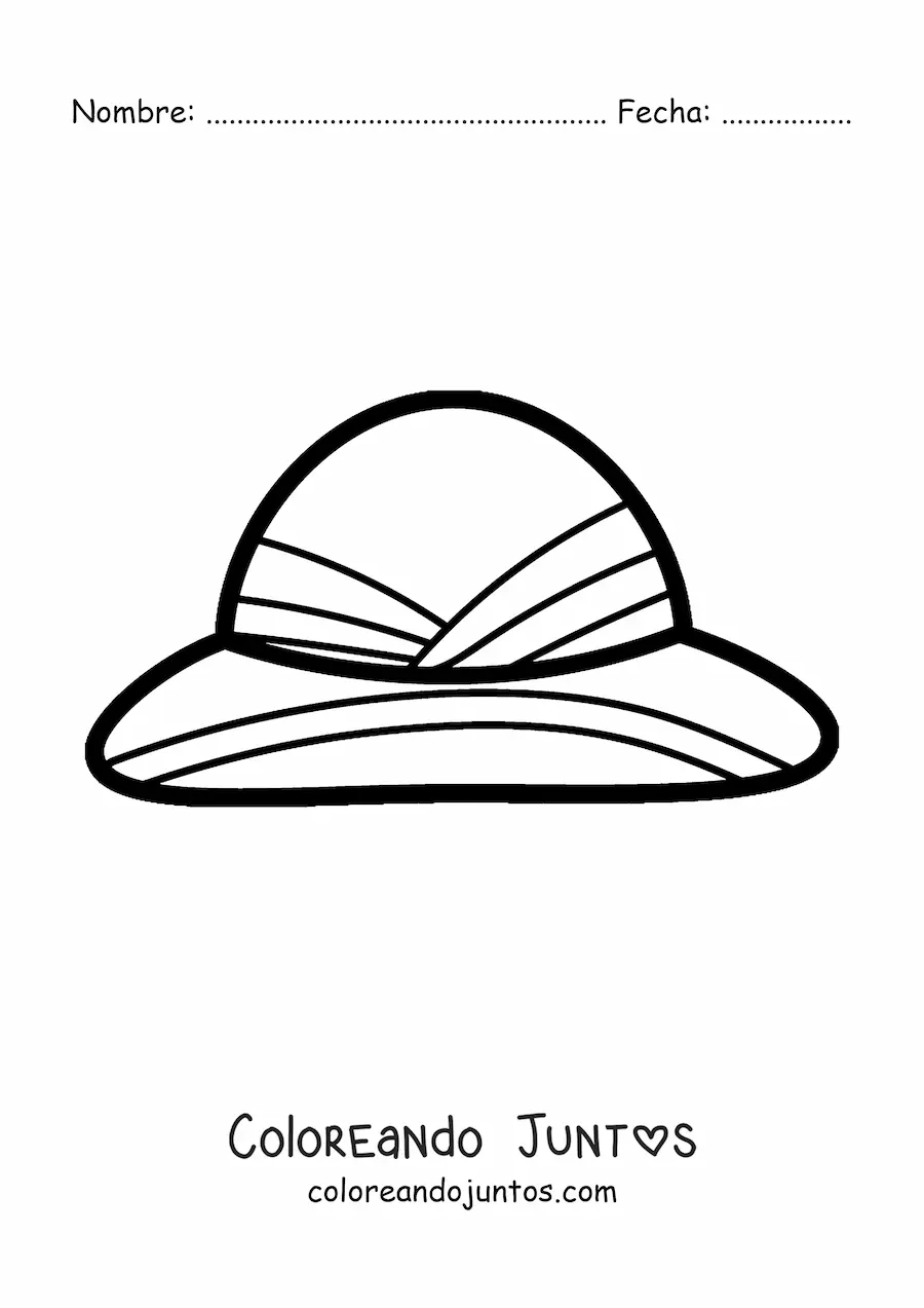 Imagen para colorear de un sombrero de explorador vintage
