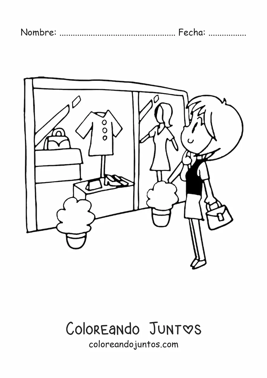 Imagen para colorear de una tienda de camisas de mujer