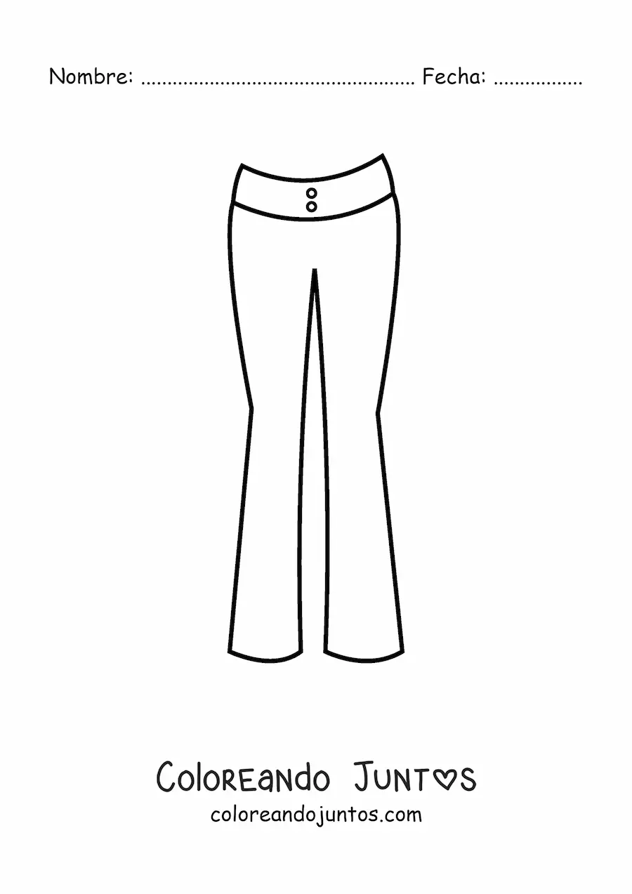 Imagen para colorear de un par de pantalones de campana