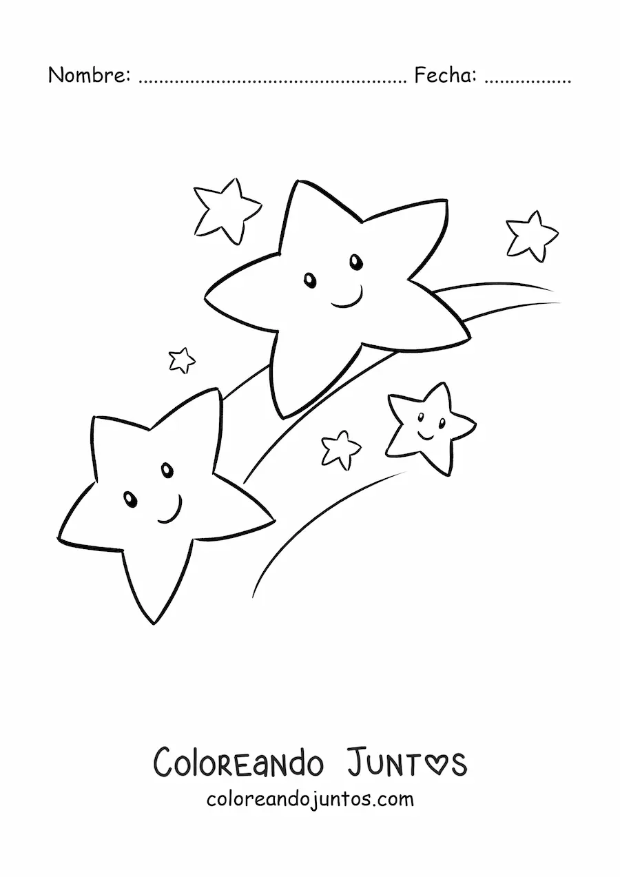 Imagen para colorear de varias estrellas fugaces animadas