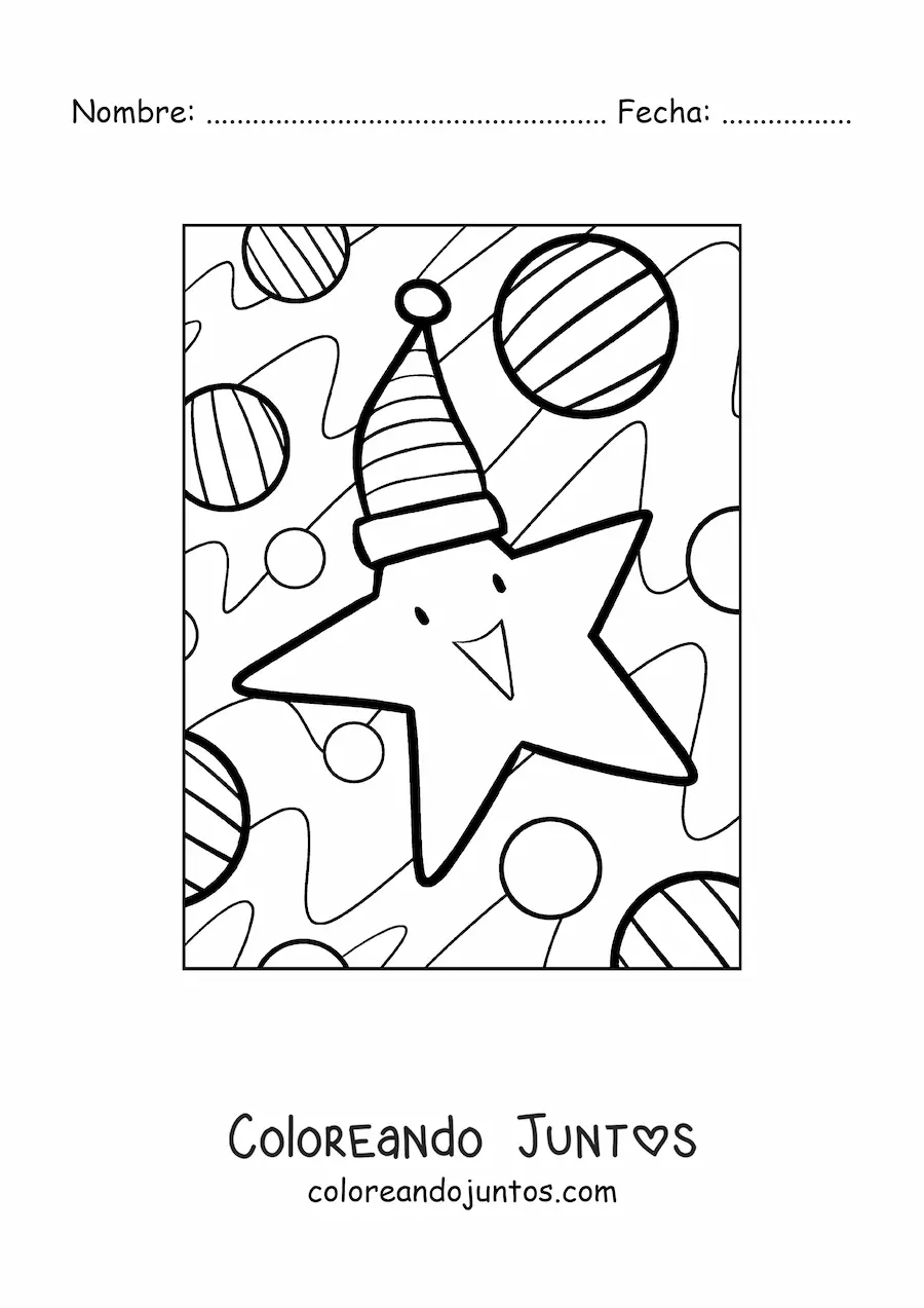 Imagen para colorear de una estrella de Navidad animada