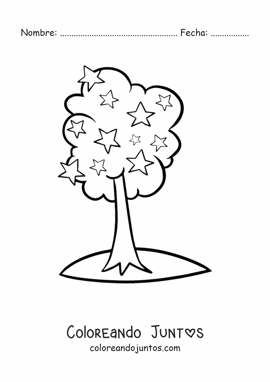 Imagen para colorear de un árbol de estrellas