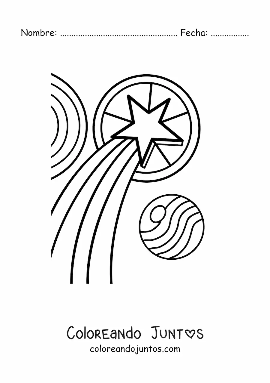 Imagen para colorear de una estrella con bambalinas y gorro de Navidad