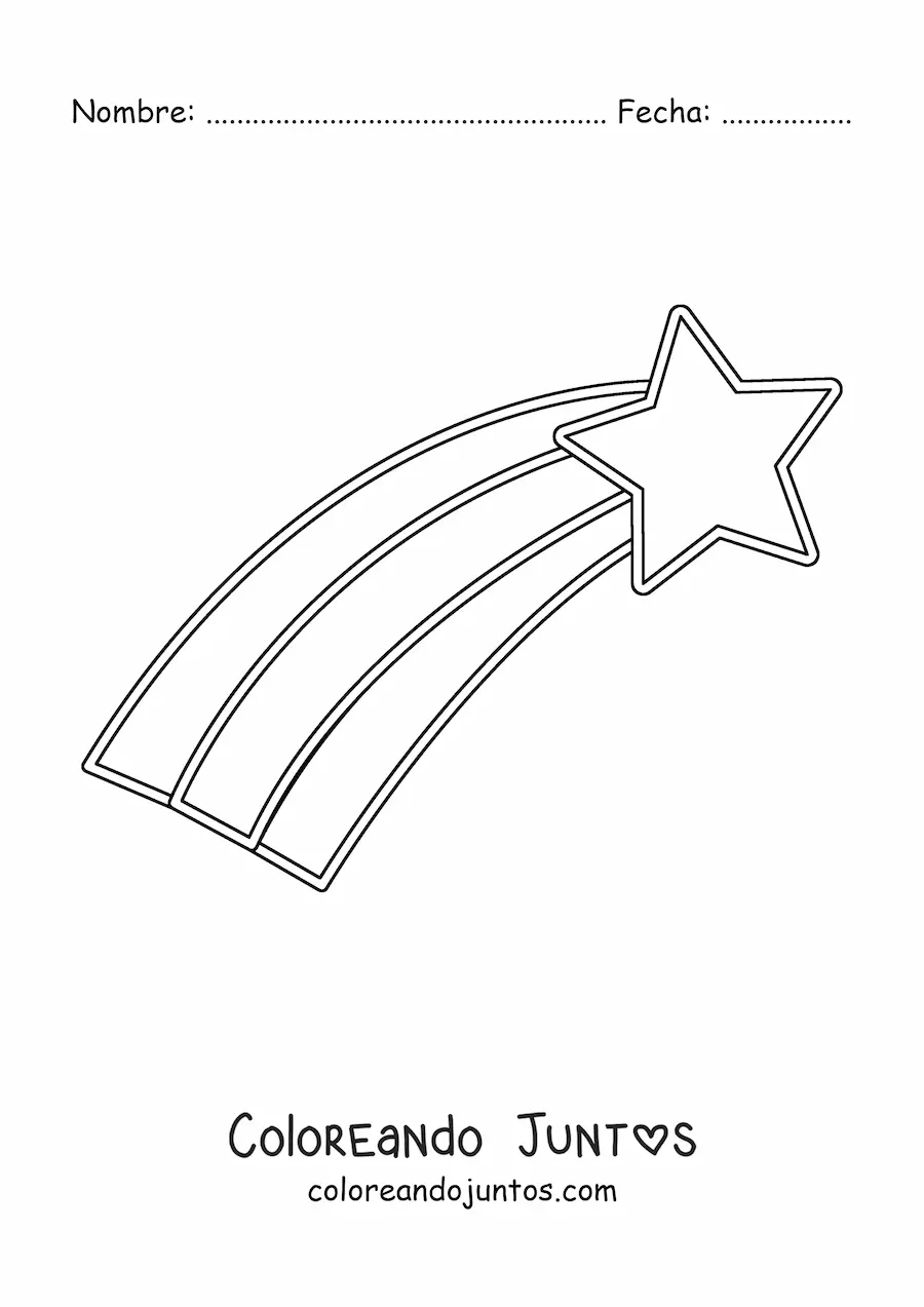 Imagen para colorear de una estrella fugaz sencilla