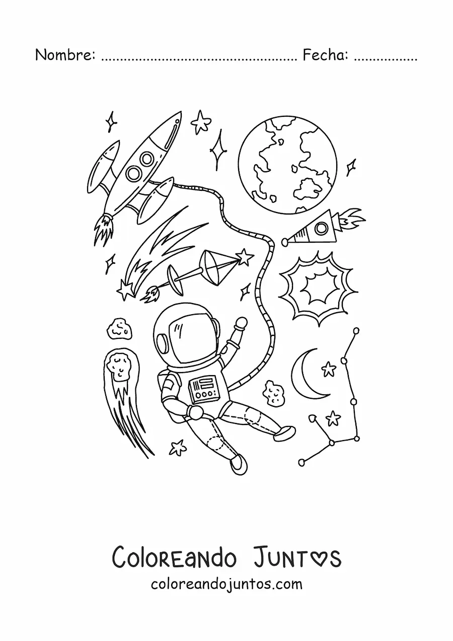Imagen para colorear de la Tierra en el espacio