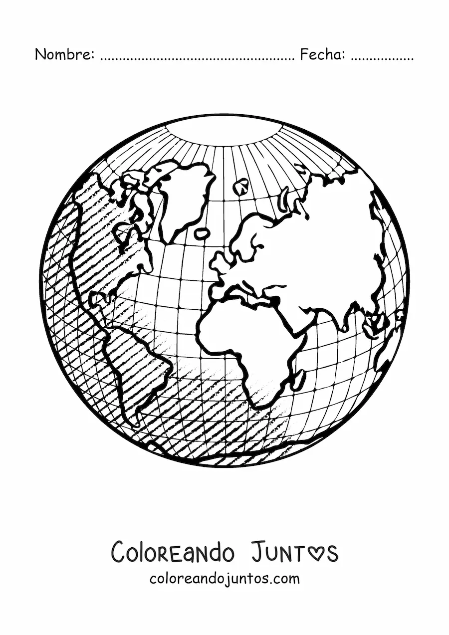 Imagen para colorear de un globo terráqueo