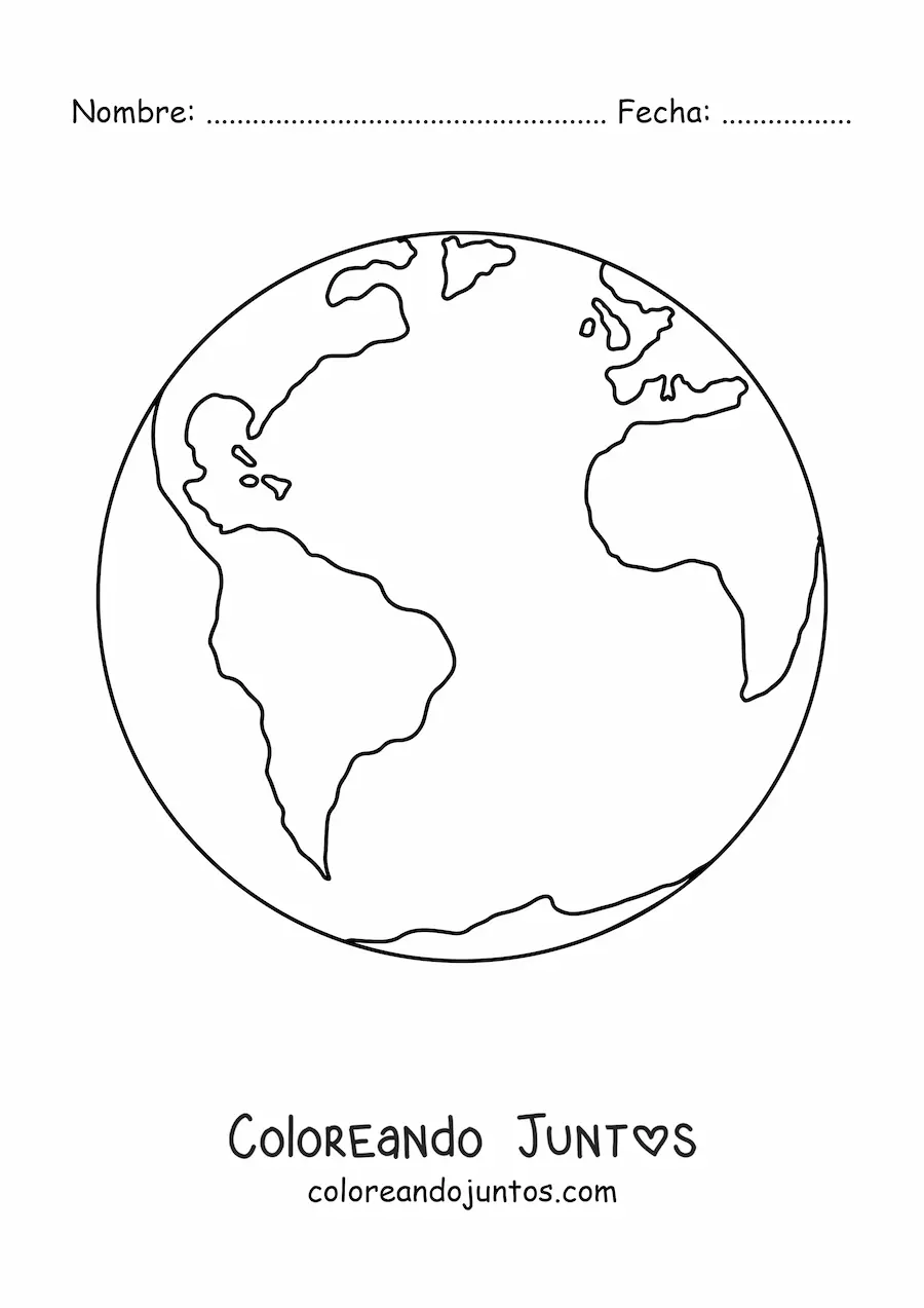 Imagen para colorear del planeta Tierra