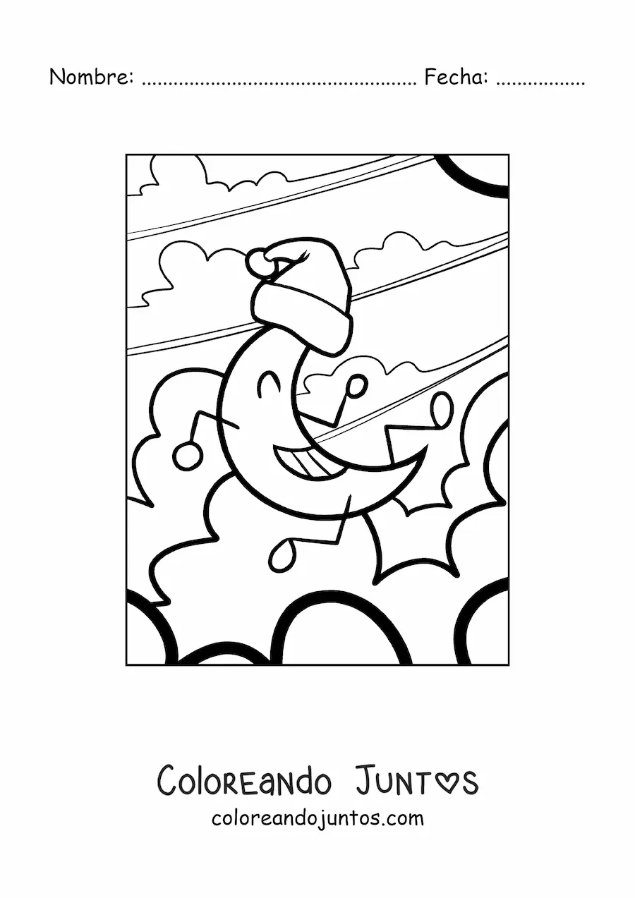 Imagen para colorear de una Luna animada
