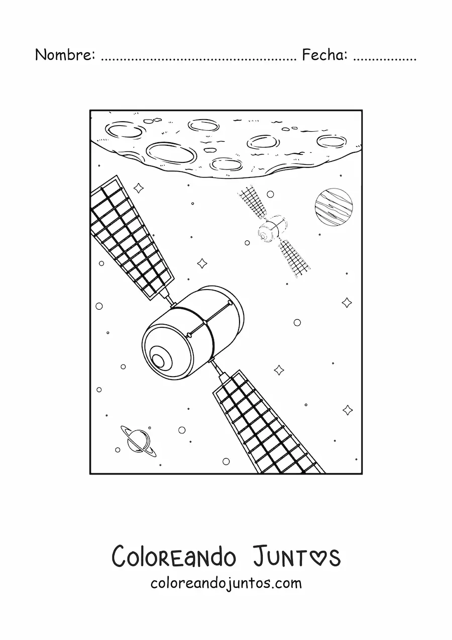 Imagen para colorear de dos satélites artificiales