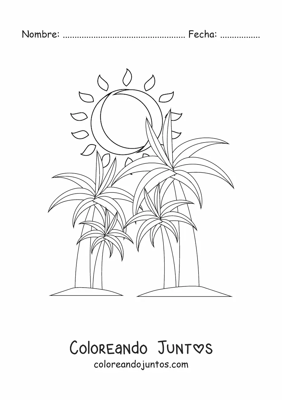 Imagen para colorear de un paisaje de verano