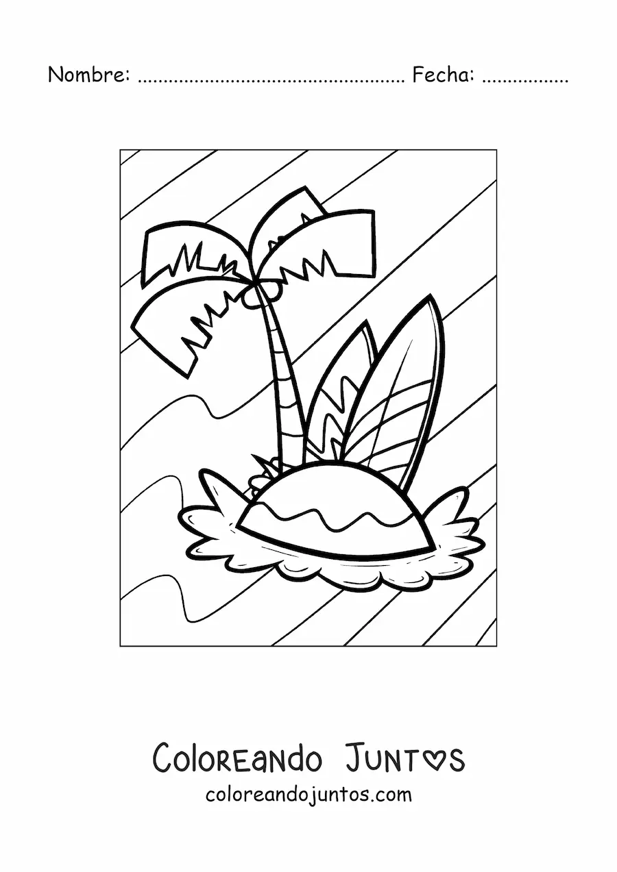 Imagen para colorear de una isla veraniega