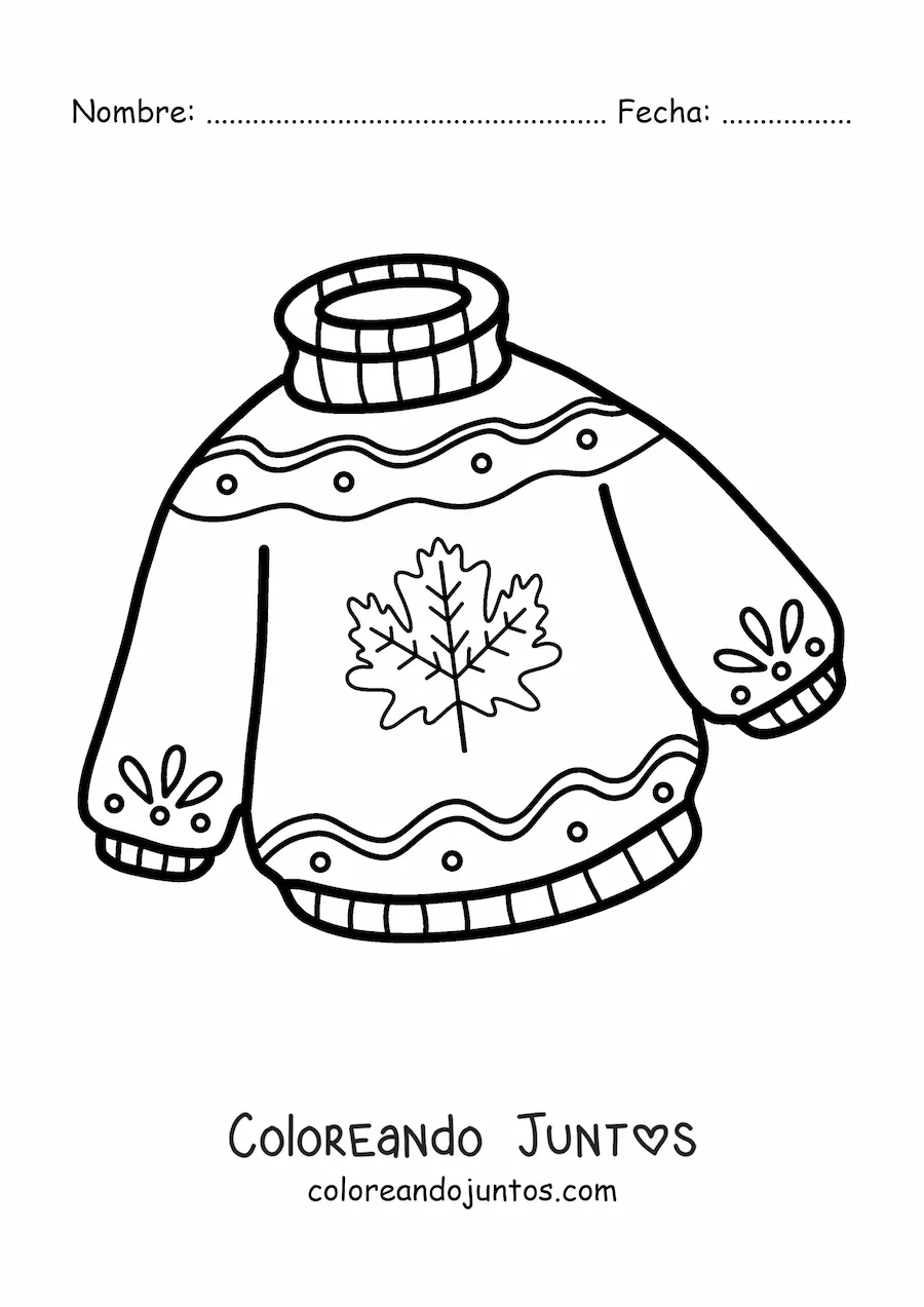 Imagen para colorear de un suéter de otoño